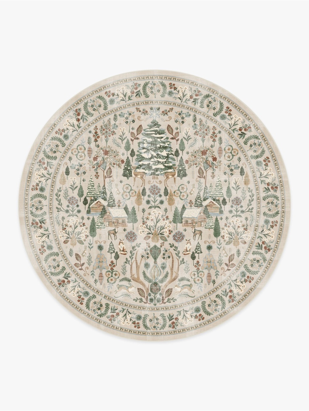 Ruggable • 6’ Round Juniper Neutral Multicolor Flatwoven Washable Rug + Pad